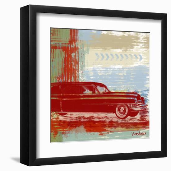 Red Abstract Car-Yashna-Framed Art Print