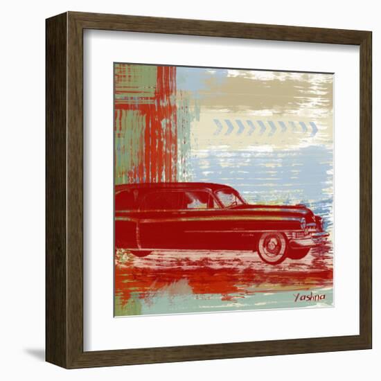 Red Abstract Car-Yashna-Framed Art Print