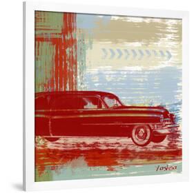 Red Abstract Car-Yashna-Framed Art Print