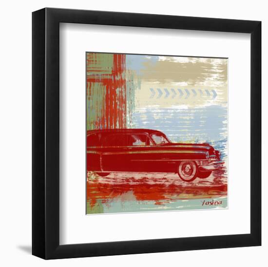 Red Abstract Car-Yashna-Framed Art Print