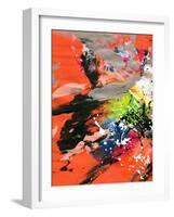 Red Abstract Painting With Expressive Brush Strokes-run4it-Framed Art Print