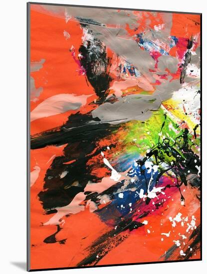 Red Abstract Painting With Expressive Brush Strokes-run4it-Mounted Art Print