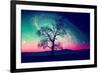 Red Alien Landscape with Alone Tree over the Night Sky with Many Stars - Elements of this Image Are-SSokolov-Framed Photographic Print