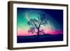 Red Alien Landscape with Alone Tree over the Night Sky with Many Stars - Elements of this Image Are-SSokolov-Framed Photographic Print