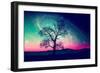 Red Alien Landscape with Alone Tree over the Night Sky with Many Stars - Elements of this Image Are-SSokolov-Framed Photographic Print