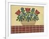 Red and Blue Flowers with Red Tablecloth-Debbie McMaster-Framed Giclee Print