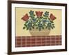 Red and Blue Flowers with Red Tablecloth-Debbie McMaster-Framed Giclee Print