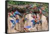 Red-and-green macaw flock feeding, Peru-Bolivia border-Nick Garbutt-Framed Stretched Canvas