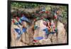 Red-and-green macaw flock feeding, Peru-Bolivia border-Nick Garbutt-Framed Photographic Print