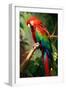 Red and Green Macaw-Vivienne Dupont-Framed Art Print