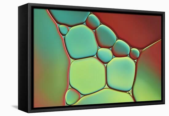 Red And Mint Pebbles-Cora Niele-Framed Stretched Canvas