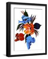 Red and Orange and light blue tulips-Hiroyuki Izutsu-Framed Giclee Print