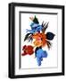 Red and Orange and light blue tulips-Hiroyuki Izutsu-Framed Giclee Print