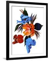 Red and Orange and light blue tulips-Hiroyuki Izutsu-Framed Giclee Print