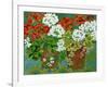 Red and White Geraniums in Pots, 2013-Jennifer Abbott-Framed Giclee Print