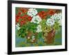 Red and White Geraniums in Pots, 2013-Jennifer Abbott-Framed Giclee Print