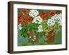 Red and White Geraniums in Pots, 2013-Jennifer Abbott-Framed Giclee Print