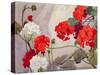 Red and White Geraniums-Richard E. Clarke-Stretched Canvas