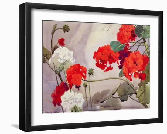 Red and White Geraniums-Richard E. Clarke-Framed Giclee Print