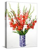 Red and White Gladioli-Christopher Ryland-Stretched Canvas