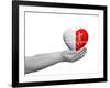 Red and White Human Heart Sign or Symbol with Pulse Held in Human Man or Woman Hands-bestdesign36-Framed Photographic Print