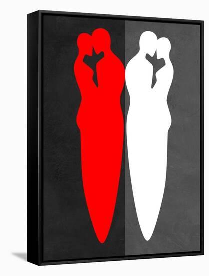 Red and White Kiss-Felix Podgurski-Framed Stretched Canvas