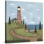 Red and White Lighthouse-Robin Betterley-Stretched Canvas