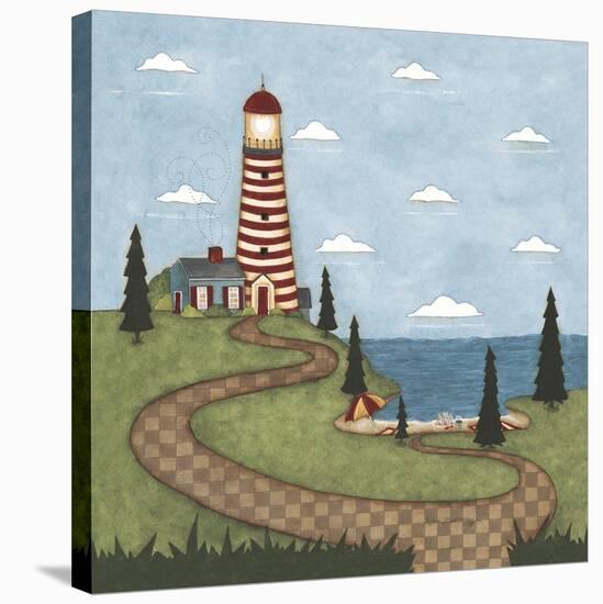 Red and White Lighthouse-Robin Betterley-Stretched Canvas