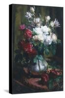 Red and White Roses-Frans Mortelmans-Stretched Canvas