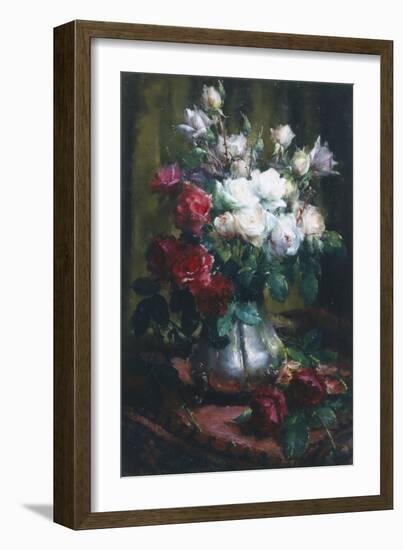 Red and White Roses-Frans Mortelmans-Framed Giclee Print