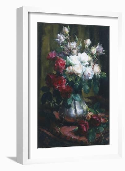 Red and White Roses-Frans Mortelmans-Framed Giclee Print