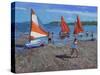 Red and White Sails, Abersoch-Andrew Macara-Stretched Canvas