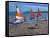 Red and White Sails, Abersoch-Andrew Macara-Framed Stretched Canvas