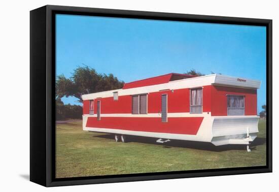 Red and White Travel Trailer-Found Image Press-Framed Stretched Canvas