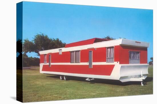 Red and White Travel Trailer-Found Image Press-Stretched Canvas