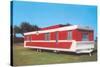 Red and White Travel Trailer-Found Image Press-Stretched Canvas