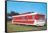 Red and White Travel Trailer-Found Image Press-Framed Stretched Canvas