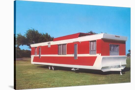 Red and White Travel Trailer-Found Image Press-Stretched Canvas