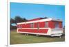 Red and White Travel Trailer-Found Image Press-Framed Photographic Print