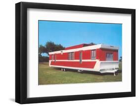 Red and White Travel Trailer-Found Image Press-Framed Photographic Print