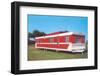 Red and White Travel Trailer-Found Image Press-Framed Photographic Print