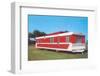 Red and White Travel Trailer-Found Image Press-Framed Photographic Print