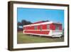 Red and White Travel Trailer-Found Image Press-Framed Photographic Print