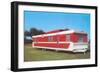 Red and White Travel Trailer-Found Image Press-Framed Photographic Print