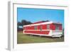 Red and White Travel Trailer-Found Image Press-Framed Photographic Print