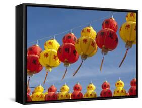 Red and Yellow Chinese Lanterns Hung for New Years, Kek Lok Si Temple, Island of Penang, Malaysia-Cindy Miller Hopkins-Framed Stretched Canvas