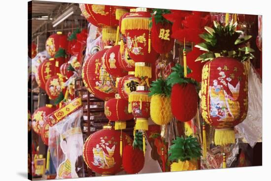 Red and Yellow Lanterns for Sale at Chinese Lantern Shop in Georgetown, Penang, Malaysia-Charcrit Boonsom-Stretched Canvas