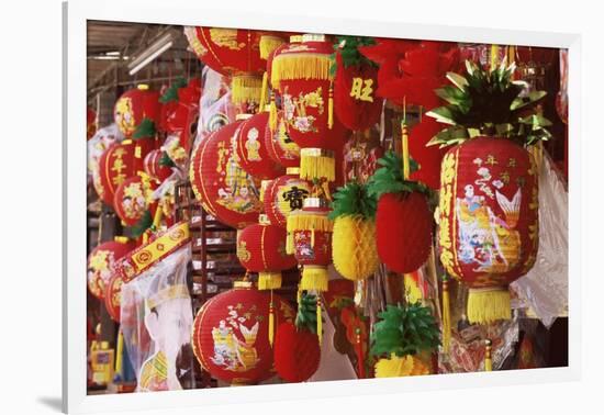 Red and Yellow Lanterns for Sale at Chinese Lantern Shop in Georgetown, Penang, Malaysia-Charcrit Boonsom-Framed Photographic Print