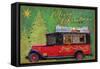 Red Antique Christmas Car-Cora Niele-Framed Stretched Canvas