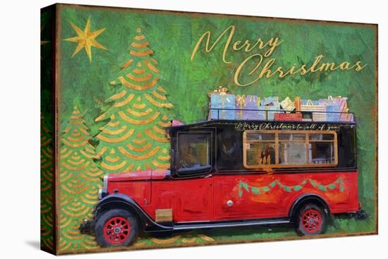 Red Antique Christmas Car-Cora Niele-Stretched Canvas